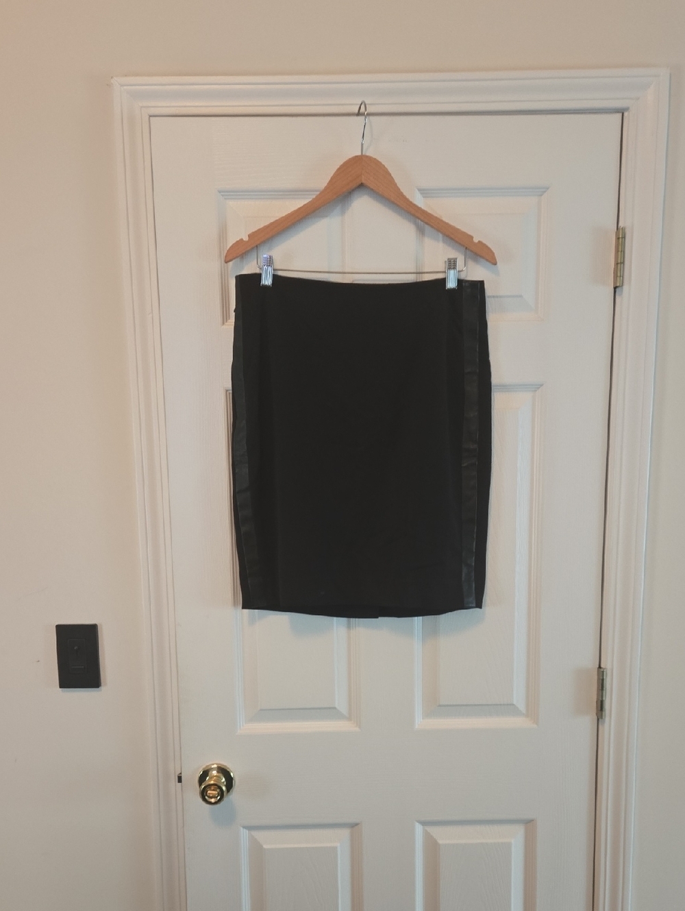 The Limited Black Pencil Skirt with Faux-Leather Trim